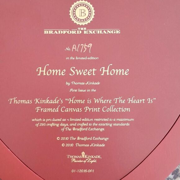 The Bradford Exchange Thomas Kinkrade Home Sweet Home Heart Shape Frame Wall Art - Picture 7 of 16
